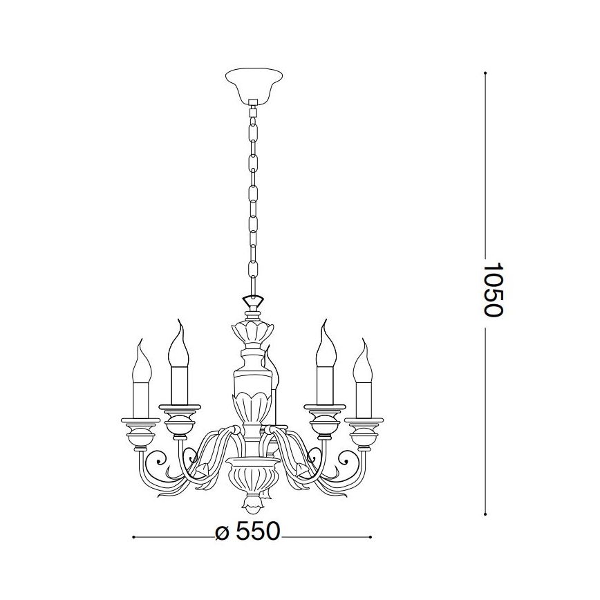 Ideal Lux - Pendel med kædeophæng FIRENZE 5xE14/40W/230V diameter 55 cm guldfarvet