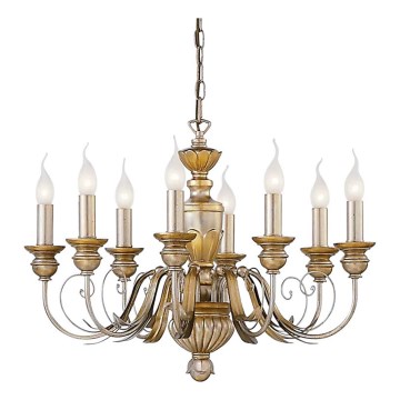 Ideal Lux - Pendel med kædeophæng FIRENZE 8xE14/40W/230V diameter 64 cm guldfarvet