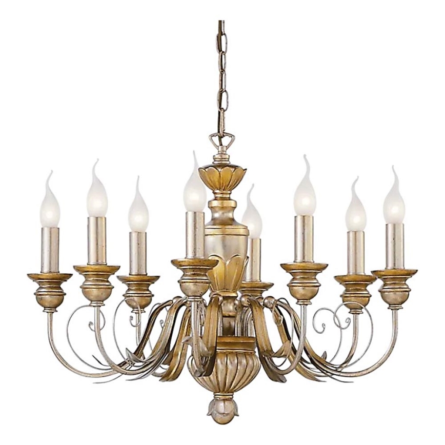 Ideal Lux - Pendel med kædeophæng FIRENZE 8xE14/40W/230V diameter 64 cm guldfarvet