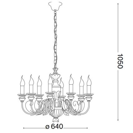 Ideal Lux - Pendel med kædeophæng FIRENZE 8xE14/40W/230V diameter 64 cm guldfarvet