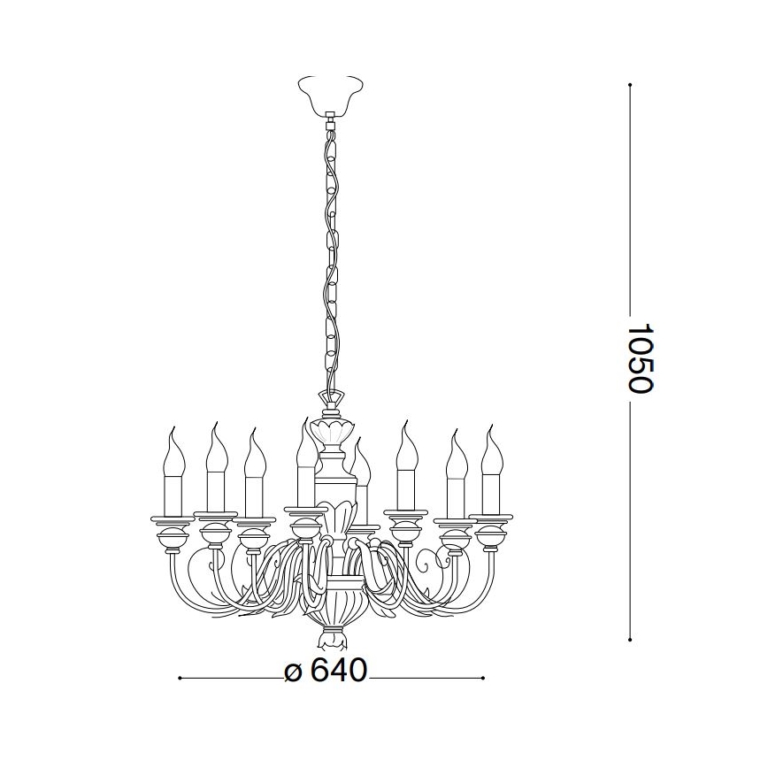 Ideal Lux - Pendel med kædeophæng FIRENZE 8xE14/40W/230V diameter 64 cm guldfarvet