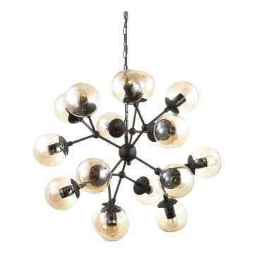 Ideal Lux - Pendel med kædeophæng KEPLER 18xE27/42W/230V diameter 69 cm sort/røget