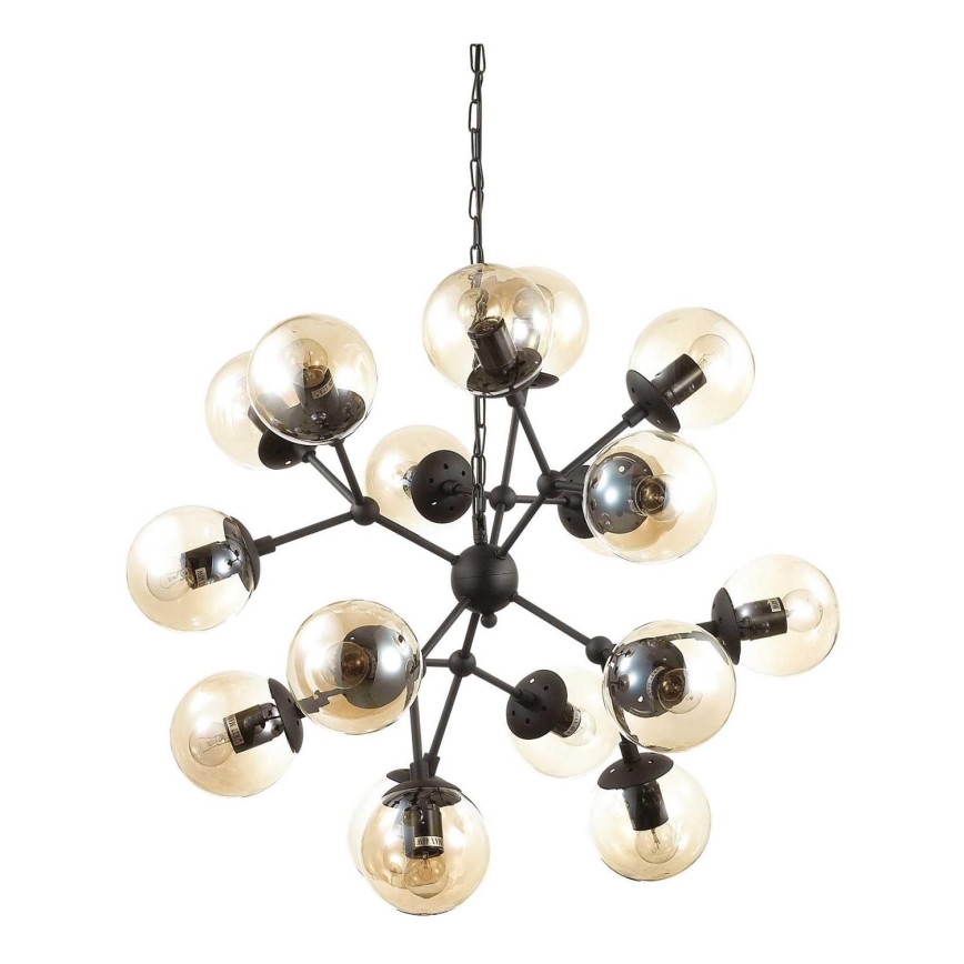 Ideal Lux - Pendel med kædeophæng KEPLER 18xE27/42W/230V diameter 69 cm sort/røget