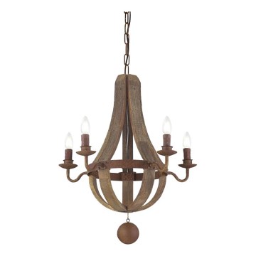 Ideal Lux - Pendel med kædeophæng MILLENNIUM 5xE14/40W/230V diameter 52 cm Birk/brun