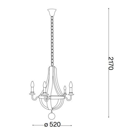 Ideal Lux - Pendel med kædeophæng MILLENNIUM 5xE14/40W/230V diameter 52 cm Birk/brun