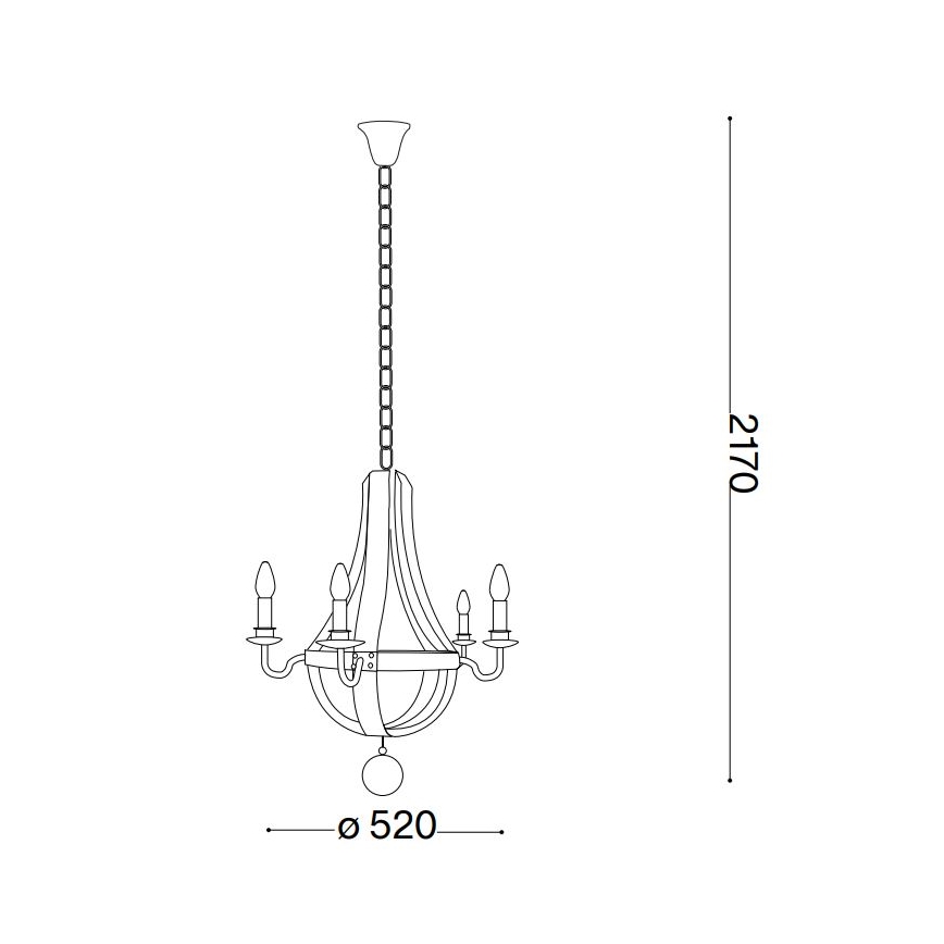 Ideal Lux - Pendel med kædeophæng MILLENNIUM 5xE14/40W/230V diameter 52 cm Birk/brun