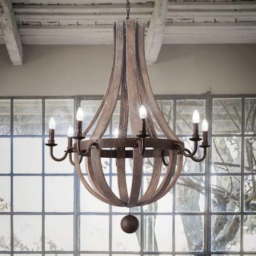 Ideal Lux - Pendel med kædeophæng MILLENNIUM 8xE14/40W/230V diameter 92 cm Birk/brun