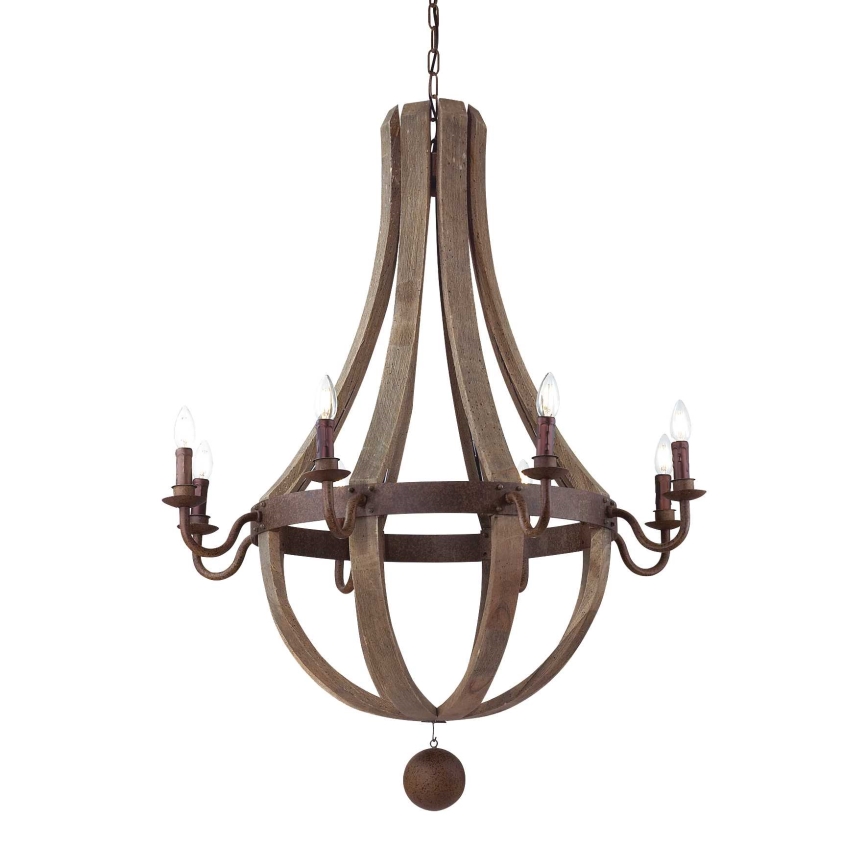 Ideal Lux - Pendel med kædeophæng MILLENNIUM 8xE14/40W/230V diameter 92 cm Birk/brun