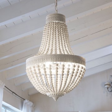 Ideal Lux - Pendel med kædeophæng MONET 5xE14/40W/230V diameter 40 cm hamp/hvid