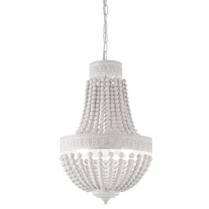 Ideal Lux - Pendel med kædeophæng MONET 5xE14/40W/230V diameter 40 cm hamp/hvid