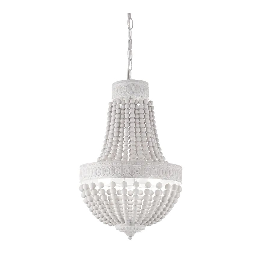 Ideal Lux - Pendel med kædeophæng MONET 5xE14/40W/230V diameter 40 cm hamp/hvid