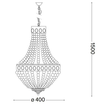 Ideal Lux - Pendel med kædeophæng MONET 5xE14/40W/230V diameter 40 cm hamp/hvid