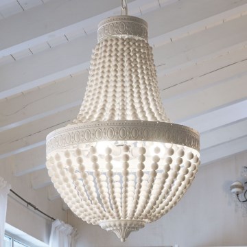 Ideal Lux - Pendel med kædeophæng MONET 6xE14/40W/230V diameter 50 cm hamp/hvid