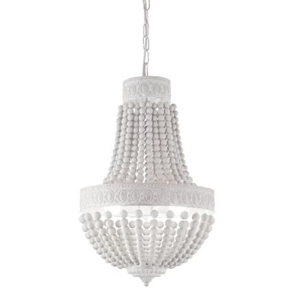 Ideal Lux - Pendel med kædeophæng MONET 6xE14/40W/230V diameter 50 cm hamp/hvid