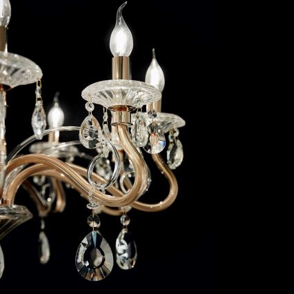 Ideal Lux - Lysekrone i krystal m. kædeophæng NEGRESCO 10xE14/28W/230V diameter 85 cm guldfarvet