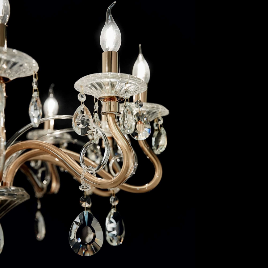 Ideal Lux - Lysekrone i krystal m. kædeophæng NEGRESCO 10xE14/28W/230V diameter 85 cm guldfarvet