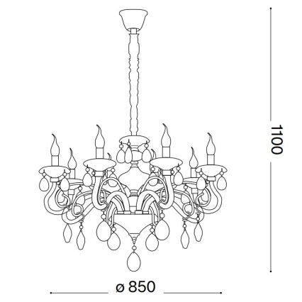 Ideal Lux - Lysekrone i krystal m. kædeophæng NEGRESCO 10xE14/28W/230V diameter 85 cm guldfarvet