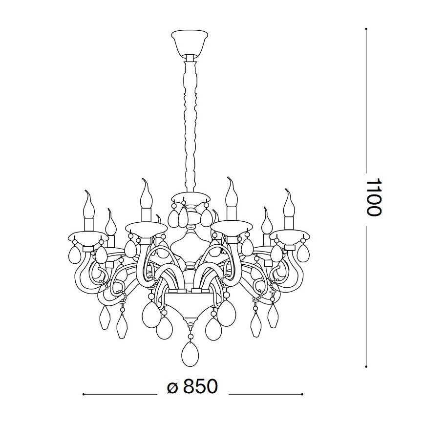 Ideal Lux - Lysekrone i krystal m. kædeophæng NEGRESCO 10xE14/28W/230V diameter 85 cm guldfarvet