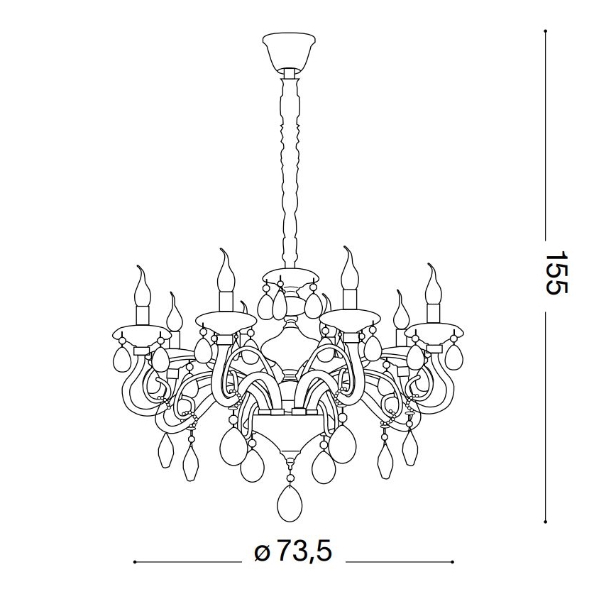 Ideal Lux - Lysekrone i krystal m. kædeophæng NEGRESCO 8xE14/28W/230V diameter 73,5 cm guldfarvet