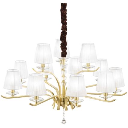 Ideal Lux - Lysekrone i krystal m. kædeophæng PEGASO 12xE14/28W/230V diameter 102 cm guldfarvet