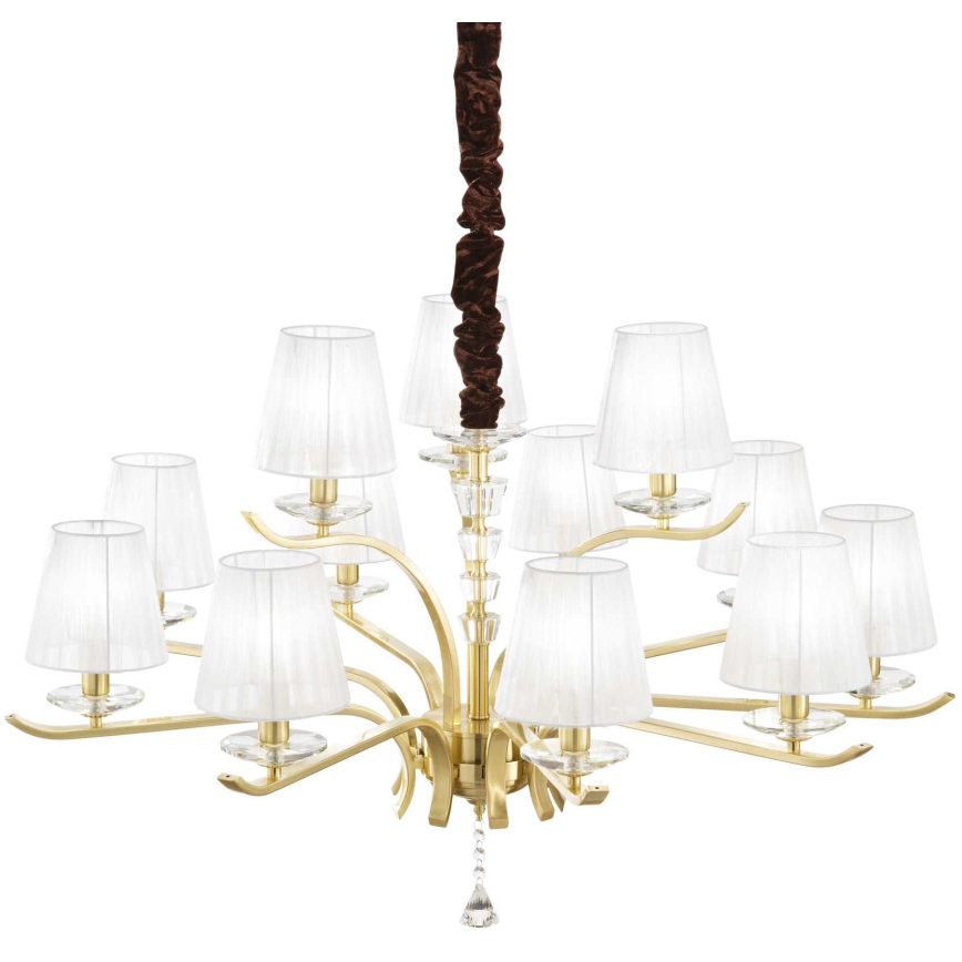 Ideal Lux - Lysekrone i krystal m. kædeophæng PEGASO 12xE14/28W/230V diameter 102 cm guldfarvet