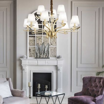 Ideal Lux - Lysekrone i krystal m. kædeophæng PEGASO 12xE14/28W/230V diameter 102 cm guldfarvet