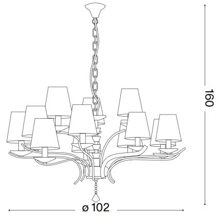 Ideal Lux - Lysekrone i krystal m. kædeophæng PEGASO 12xE14/28W/230V diameter 102 cm guldfarvet