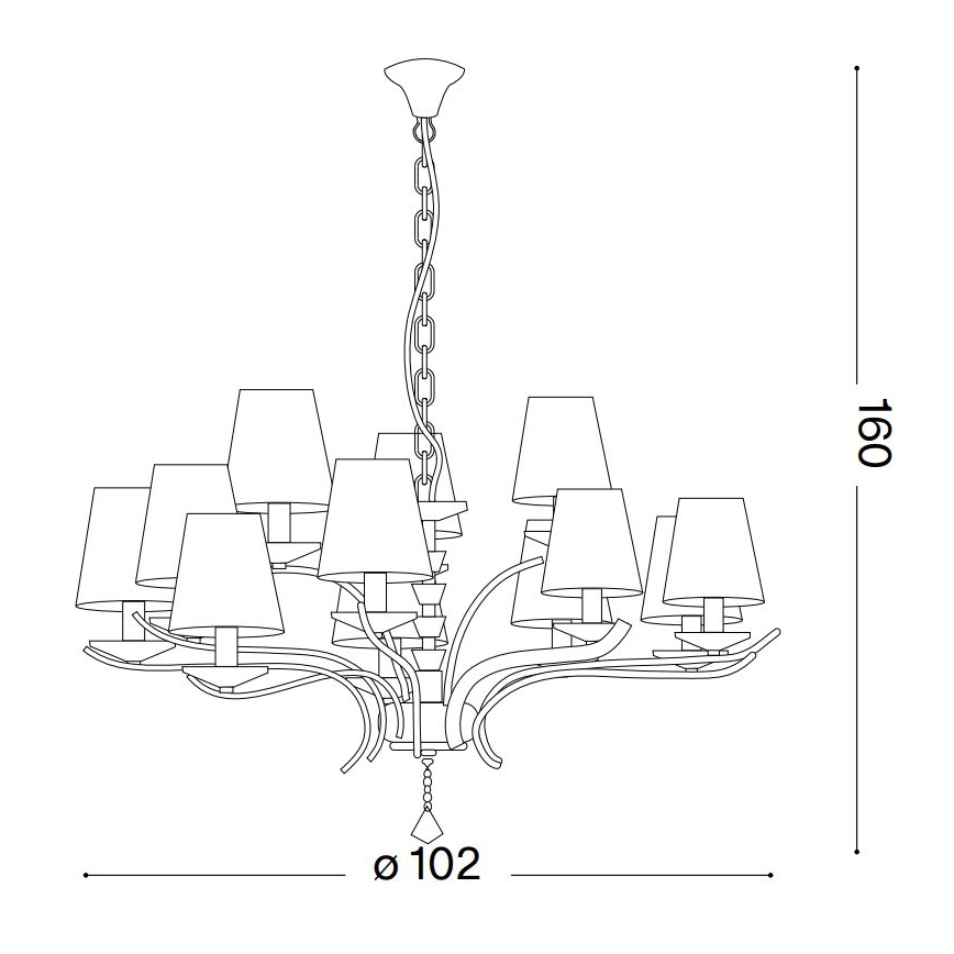 Ideal Lux - Lysekrone i krystal m. kædeophæng PEGASO 12xE14/28W/230V diameter 102 cm guldfarvet