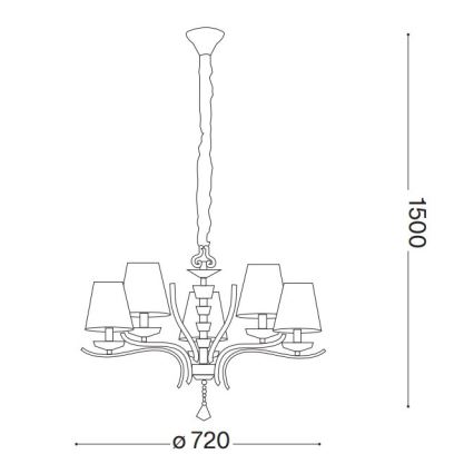 Ideal Lux - Lysekrone i krystal m. kædeophæng PEGASO 5xE14/28W/230V diameter 72 cm guldfarvet