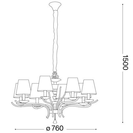 Ideal Lux - Lysekrone i krystal m. kædeophæng PEGASO 8xE14/28W/230V diameter 76 cm skinnende krom