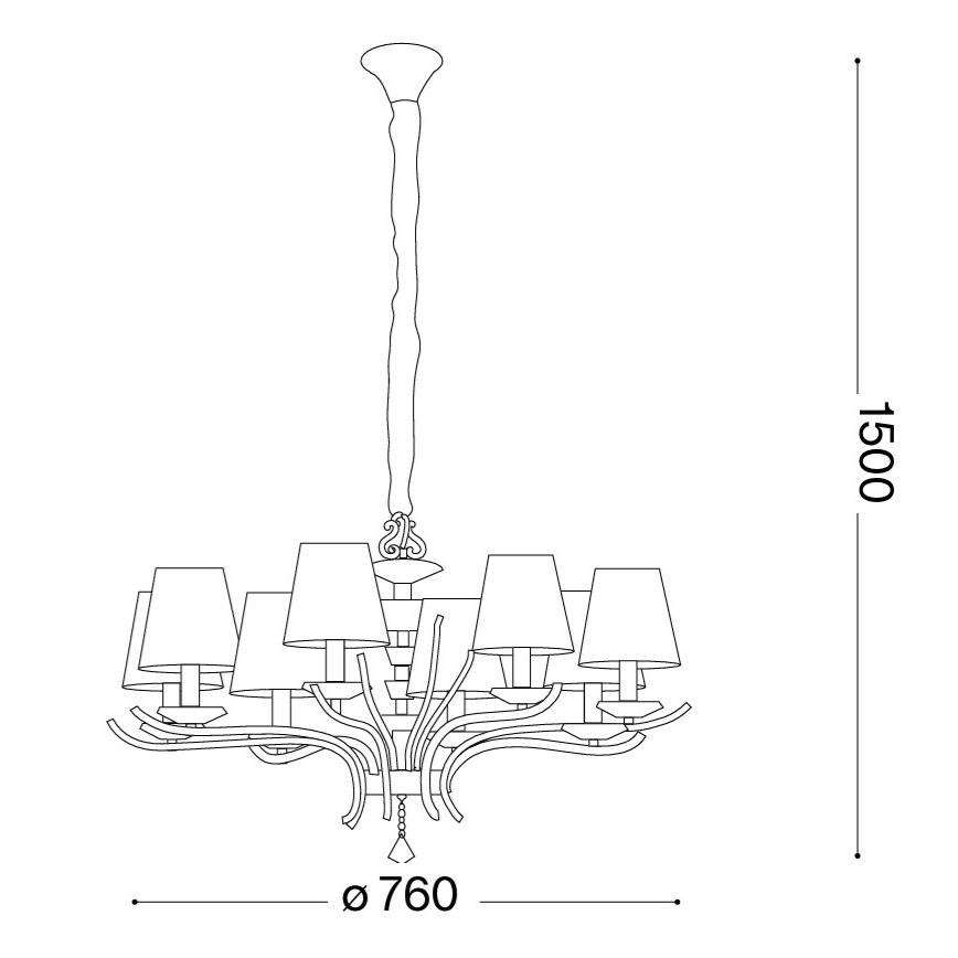 Ideal Lux - Lysekrone i krystal m. kædeophæng PEGASO 8xE14/28W/230V diameter 76 cm skinnende krom