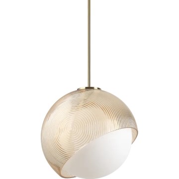 Ideal Lux - Pendel med wire BLOOM 1xE27/42W/230V Ø 30 cm guld/røget beige