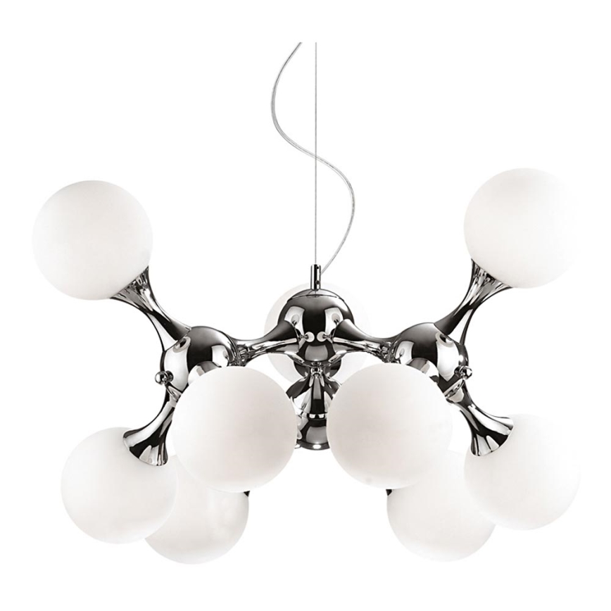 Ideal Lux - Pendel NODI 9xE14/40W/230V skinnende krom/hvid