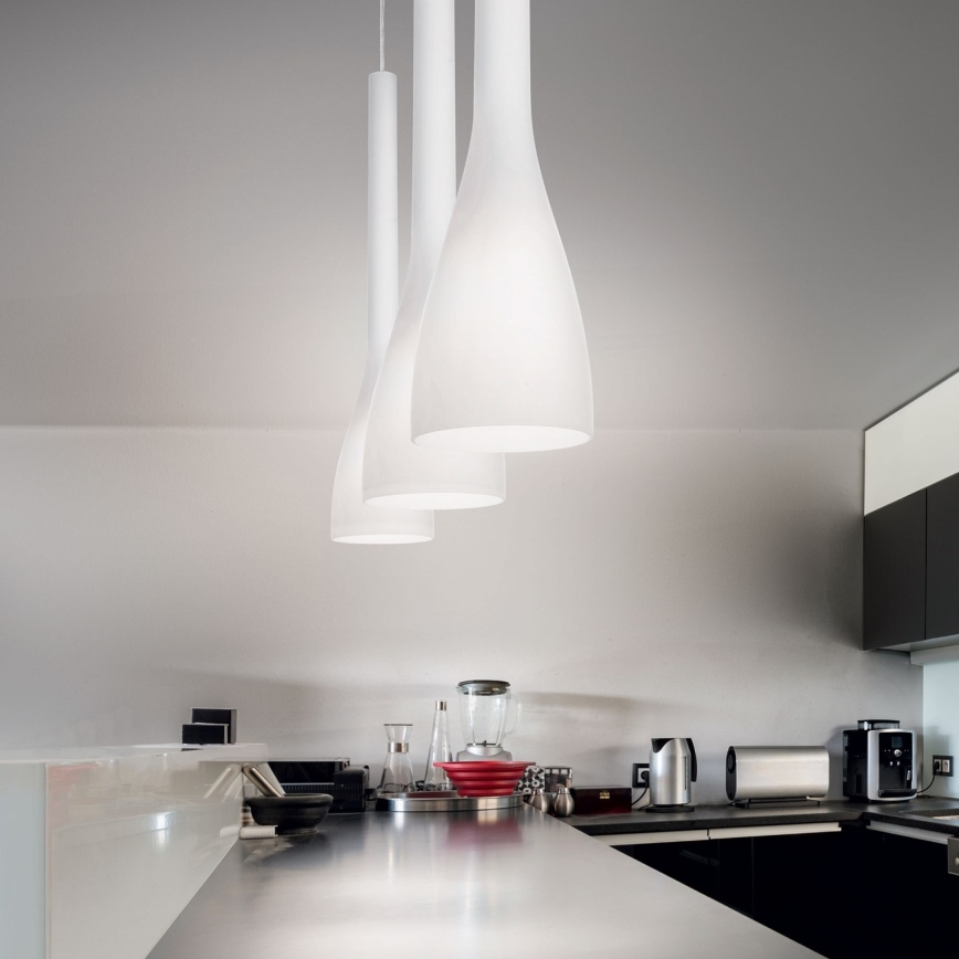 Ideal Lux - Pendel på ledning FLUT 1xE14/40W/230V Ø 10,5 cm hvid
