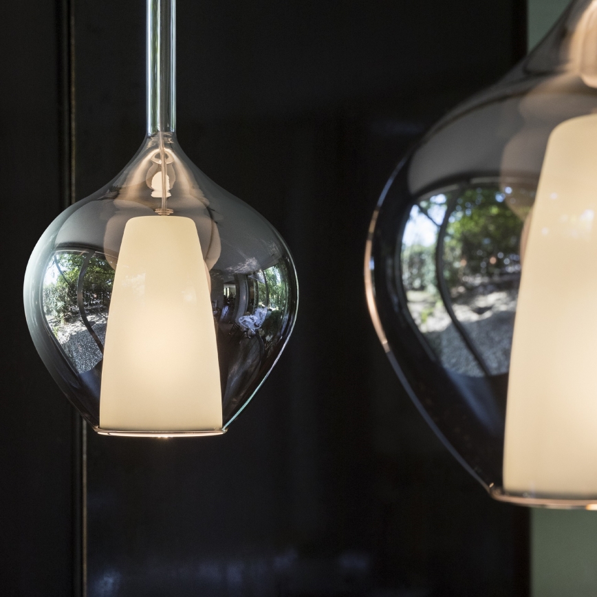 Ideal Lux - Pendel på ledning KALIQUE 1xE27/42W/230V Ø 18 cm røgfarvet sort