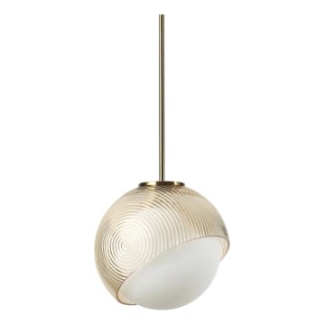 Ideal Lux - Pendel på wire BLOOM 1xE27/42W/230V Ø 22 cm guld/røget beige
