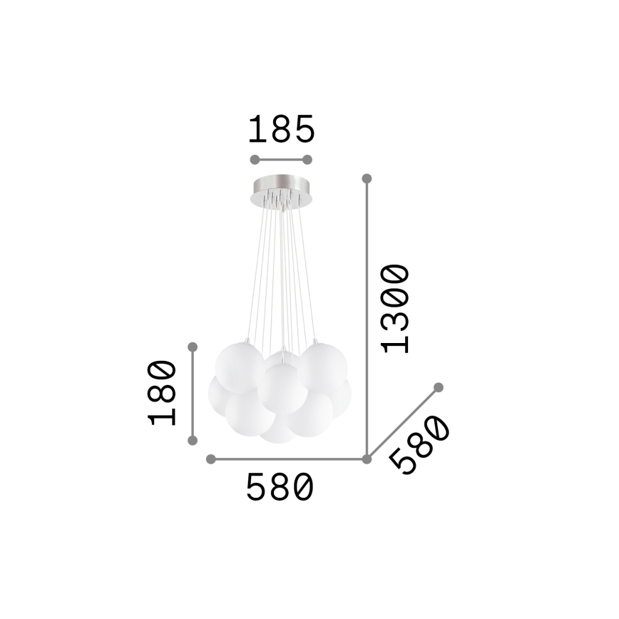 Ideal Lux - Pendel på wire MAPA 11xE14/40W/230V Ø 58 cm hvid