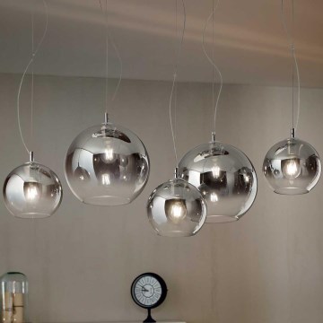 Ideal Lux - Pendel på wire NEMO PLUS 5xE27/42W/230V blank krom/røggrå