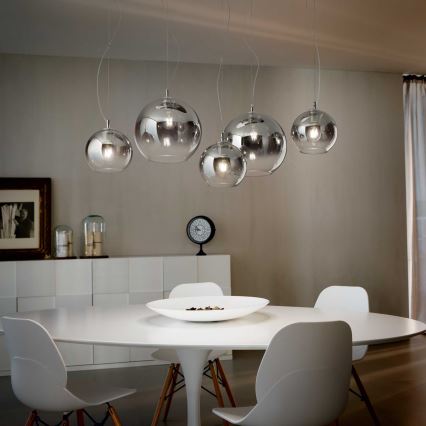 Ideal Lux - Pendel på wire NEMO PLUS 5xE27/42W/230V blank krom/røggrå