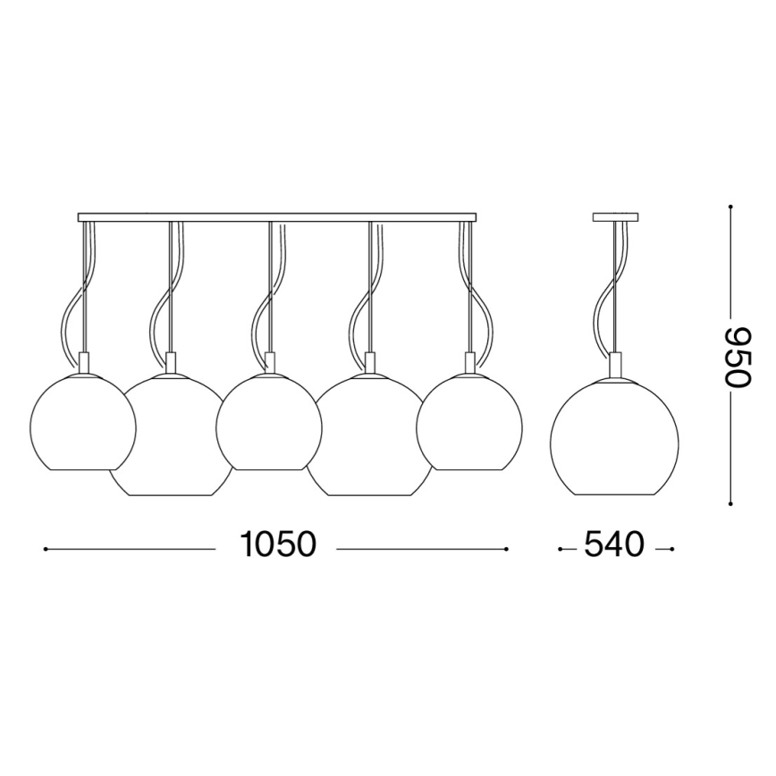 Ideal Lux - Pendel på wire NEMO PLUS 5xE27/42W/230V blank krom/røggrå