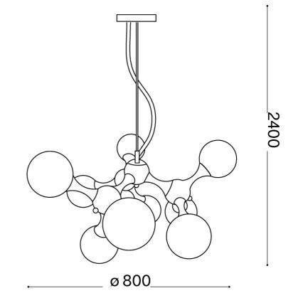 Ideal Lux - Pendel på wire NODI 9xE14/28W/230V Ø 80 cm blank krom/hvid