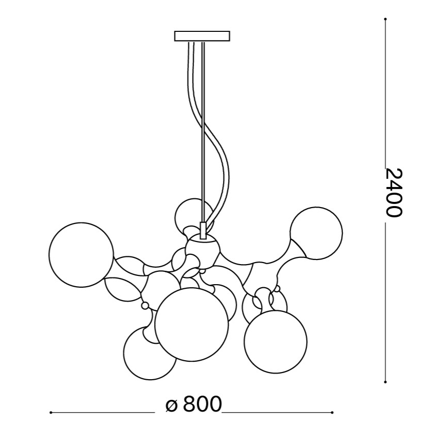 Ideal Lux - Pendel på wire NODI 9xE14/28W/230V Ø 80 cm blank krom/hvid