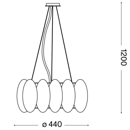 Ideal Lux - Pendel på wire OVALINO 5xE27/60W/230V Ø 44 cm hvid