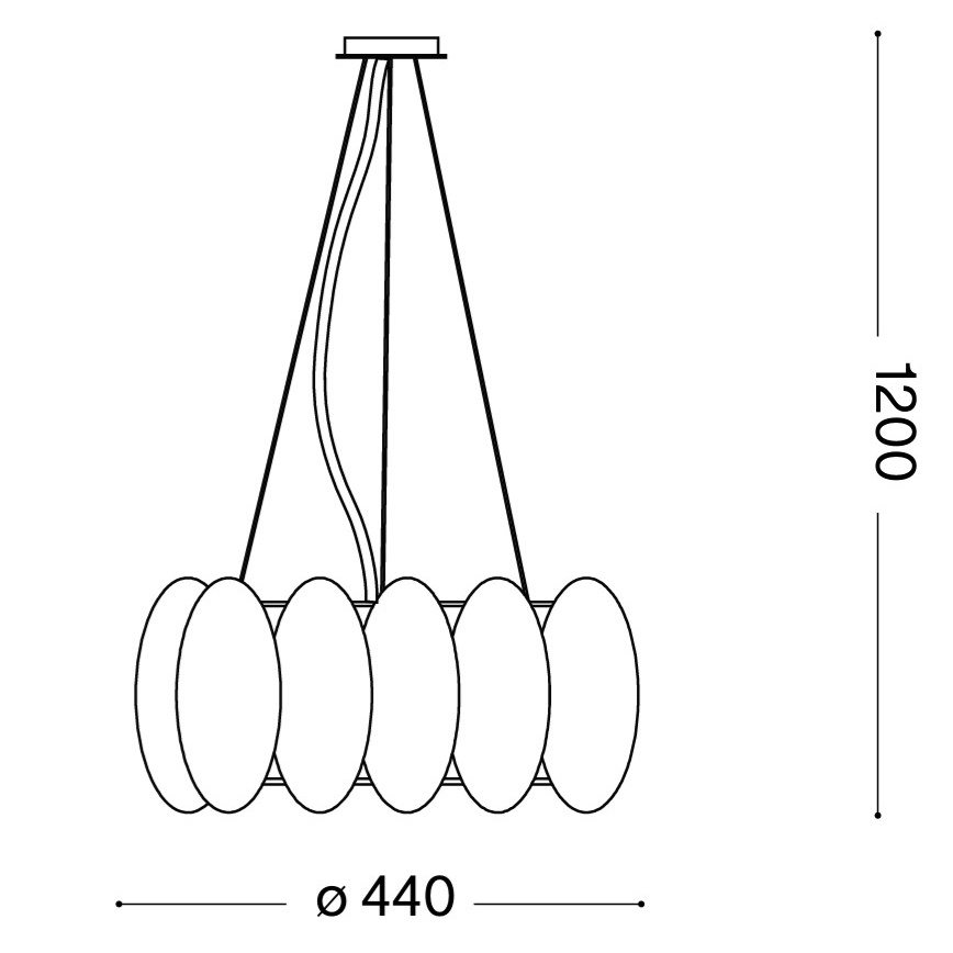 Ideal Lux - Pendel på wire OVALINO 5xE27/60W/230V Ø 44 cm hvid