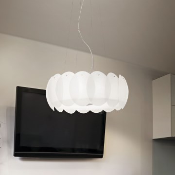Ideal Lux - Pendel på wire OVALINO 8xE27/60W/230V Ø 55 cm hvid