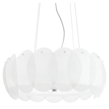 Ideal Lux - Pendel på wire OVALINO 8xE27/60W/230V Ø 55 cm hvid