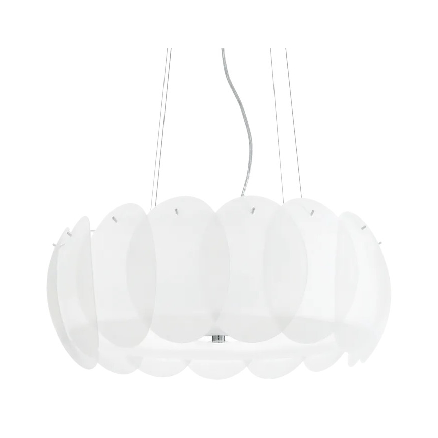 Ideal Lux - Pendel på wire OVALINO 8xE27/60W/230V Ø 55 cm hvid