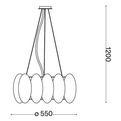 Ideal Lux - Pendel på wire OVALINO 8xE27/60W/230V Ø 55 cm hvid
