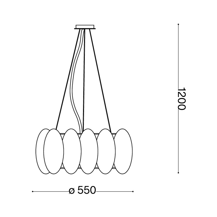 Ideal Lux - Pendel på wire OVALINO 8xE27/60W/230V Ø 55 cm hvid