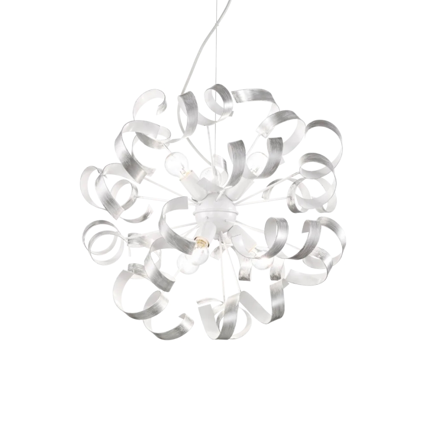 Ideal Lux - Pendel VORTEX 6xE14/40W/230V diameter 53 cm sølvfarvet/patina